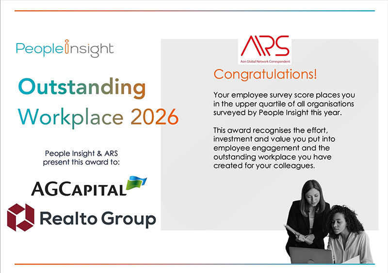 Realto Group и AG Capital - отличени с наградата People Insight Outstanding Workplace 2026