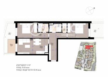 Тристаен апартамент, София, Полигона, 645004, Снимка 1