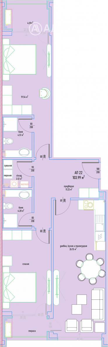 Тристаен апартамент, София, Малинова Долина, 654004, Снимка 1