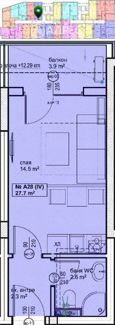 Едностаен апартамент, Бургас, Братя Миладинови, 595005, Снимка 1
