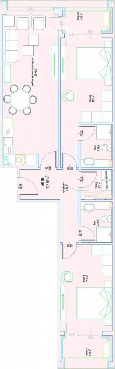 Тристаен апартамент, София, Малинова Долина, 654010, Снимка 1