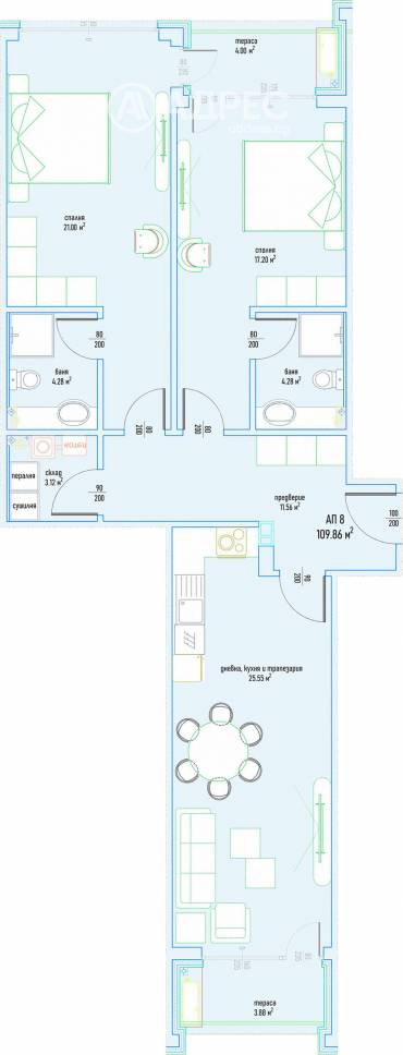 Тристаен апартамент, София, Малинова Долина, 654011, Снимка 1