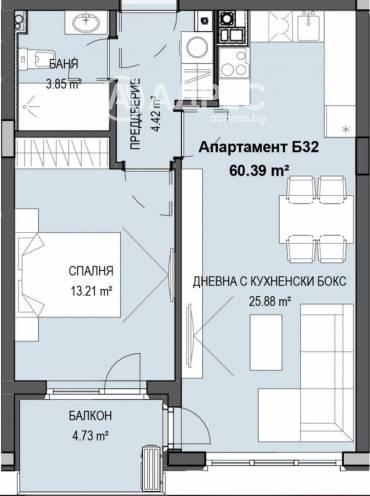 Двустаен апартамент, София, Кръстова вада, 666019, Снимка 1