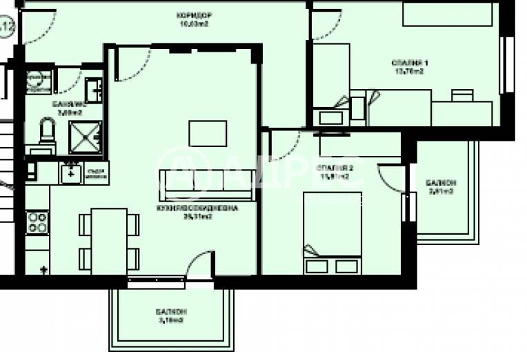 Тристаен апартамент, Благоевград, Изгрев, 674022, Снимка 1