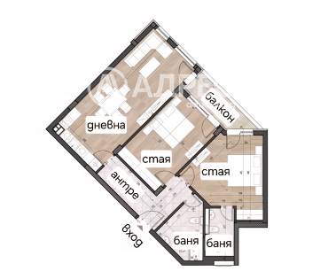 Тристаен апартамент, София, Манастирски ливади - изток, 676027, Снимка 1