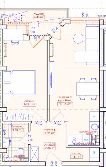 Двустаен апартамент, Бургас, Меден рудник - зона Д, 671029, Снимка 1