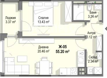 Двустаен апартамент, София, Кръстова вада, 652031, Снимка 1