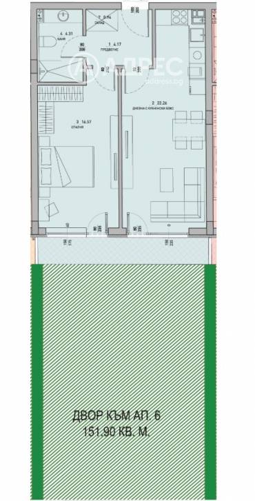 Двустаен апартамент, София, Малинова Долина, 659031, Снимка 1