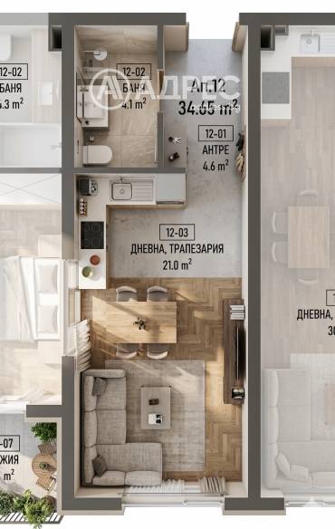 Едностаен апартамент, София, Малинова Долина, 690042, Снимка 1