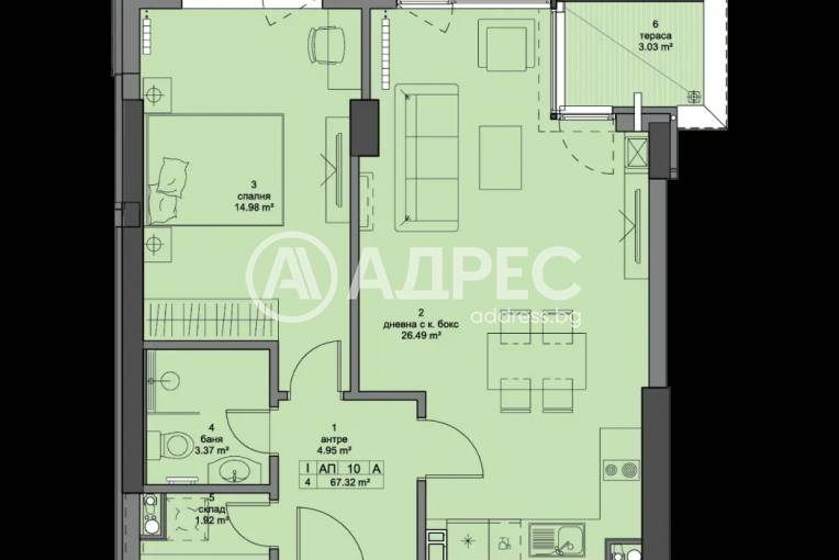 Двустаен апартамент, София, Кръстова вада, 646051, Снимка 2