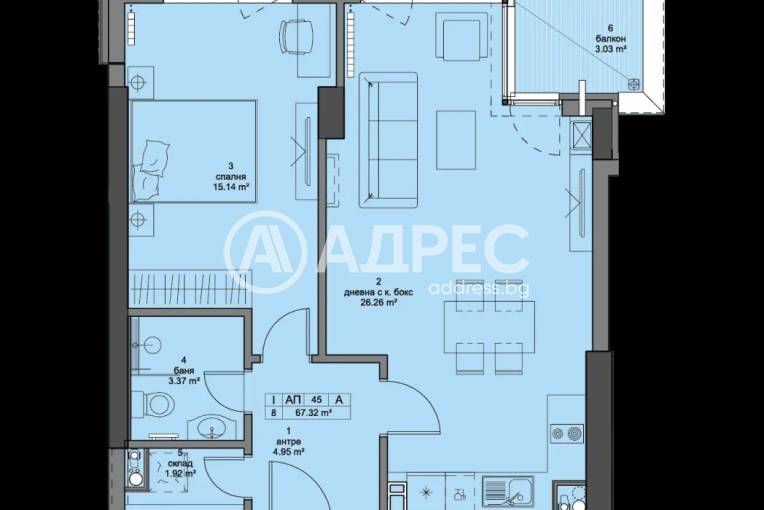 Двустаен апартамент, София, Кръстова вада, 646053, Снимка 2