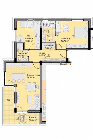 Тристаен апартамент, Варна, Владислав Варненчик, 662058, Снимка 1