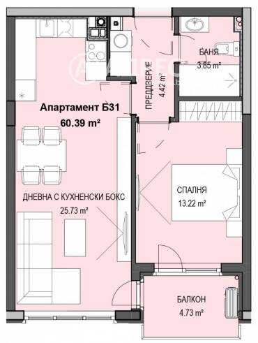 Двустаен апартамент, София, Кръстова вада, 652061, Снимка 1