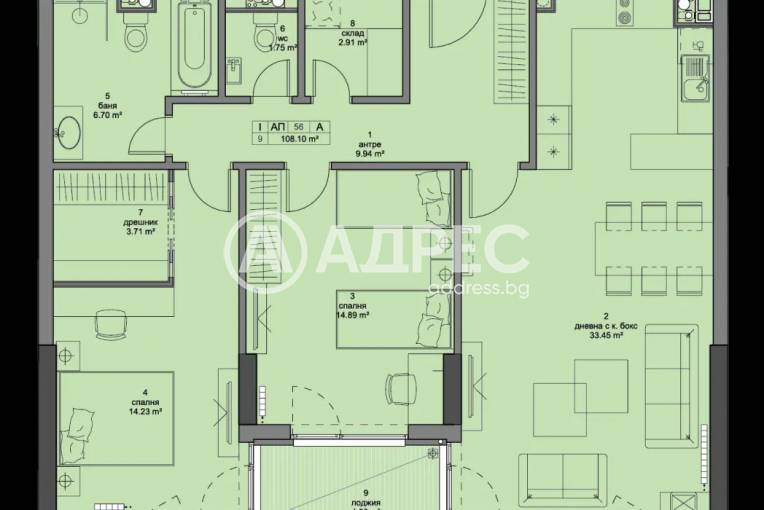 Тристаен апартамент, София, Кръстова вада, 646064, Снимка 2