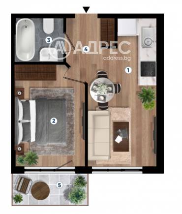 Двустаен апартамент, Варна, к.к. Чайка, 601069, Снимка 1