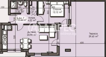 Двустаен апартамент, Бургас, Изгрев, 681069, Снимка 1