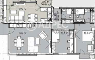 Тристаен апартамент, София, Кръстова вада, 657071, Снимка 1