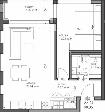 Двустаен апартамент, Варна, Аспарухово, 638074, Снимка 1