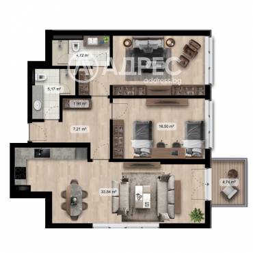 Тристаен апартамент, София, 651074, Снимка 1