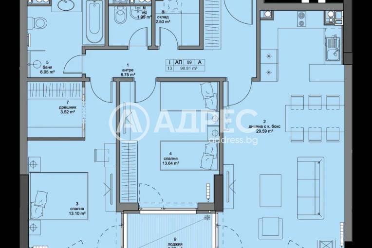 Тристаен апартамент, София, Кръстова вада, 646075, Снимка 1