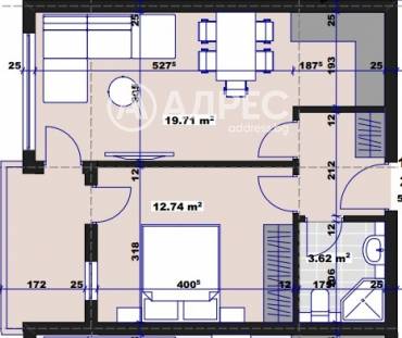 Двустаен апартамент, Стара Загора, Три чучура- център, 679075, Снимка 1