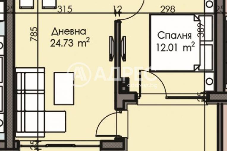 Двустаен апартамент, Бургас, Изгрев, 681077, Снимка 1