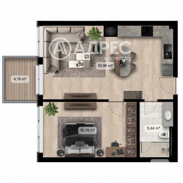 Двустаен апартамент, София, 651078, Снимка 1