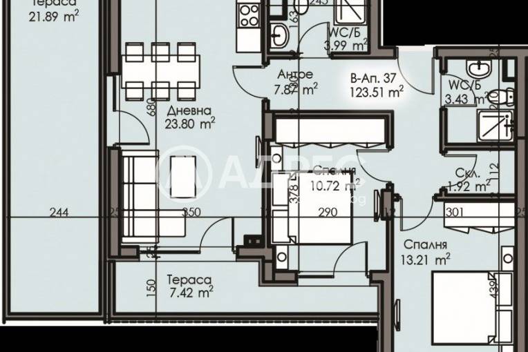 Тристаен апартамент, Бургас, Изгрев, 681078, Снимка 1