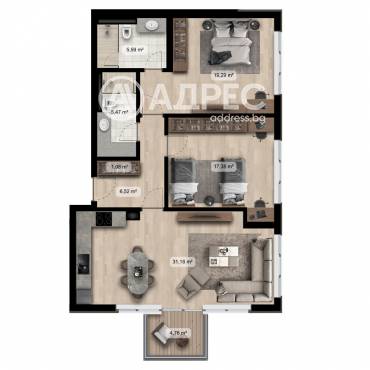 Тристаен апартамент, София, 651081, Снимка 1