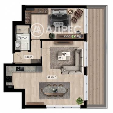 Тристаен апартамент, София, 651082, Снимка 1