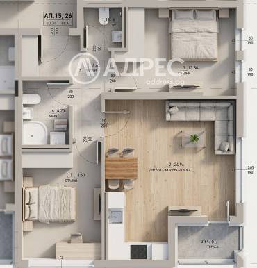 Тристаен апартамент, София, Малинова Долина, 690084, Снимка 1