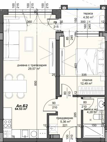Двустаен апартамент, Пловдив, Тракия, 664091, Снимка 1