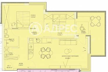 Тристаен апартамент, Бургас, Меден рудник - зона Д, 649092, Снимка 1