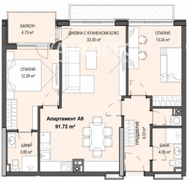 Тристаен апартамент, София, Кръстова вада, 652093, Снимка 1