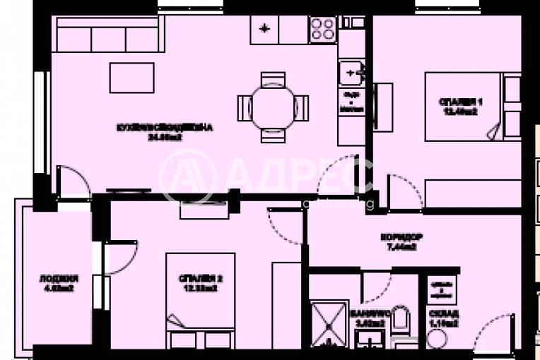 Тристаен апартамент, Благоевград, Изгрев, 674095, Снимка 1