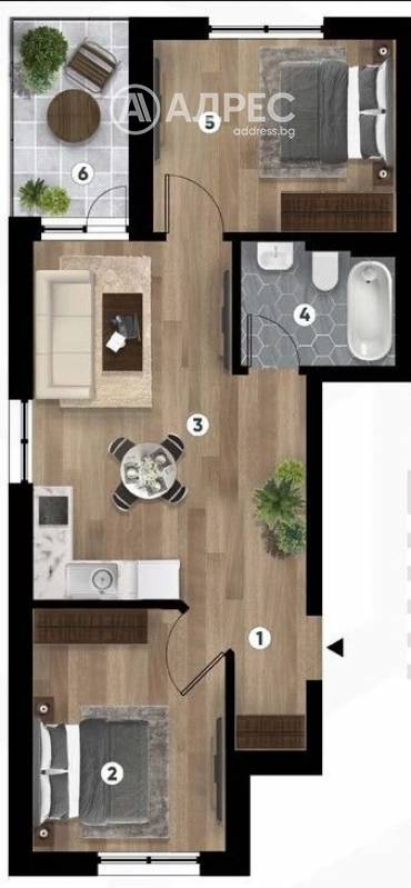 Тристаен апартамент, Варна, м-ст Ален Мак, 655096, Снимка 1