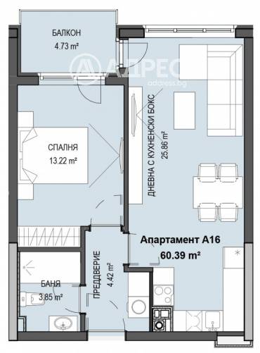 Двустаен апартамент, София, Кръстова вада, 652099, Снимка 1