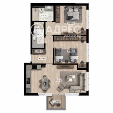 Тристаен апартамент, София, 651100, Снимка 1