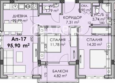 Тристаен апартамент, Бургас, Мадика, 678100, Снимка 1