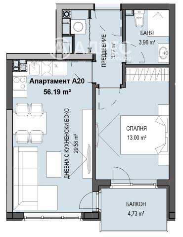 Двустаен апартамент, София, Кръстова вада, 669102, Снимка 1