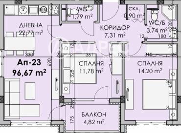 Тристаен апартамент, Бургас, Мадика, 678102, Снимка 1