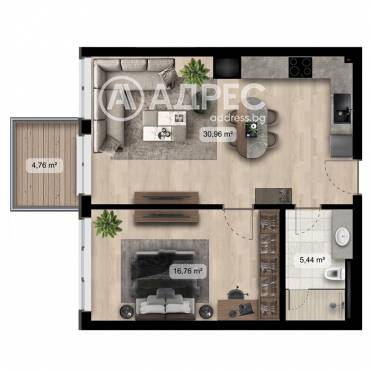 Двустаен апартамент, София, 651103, Снимка 1