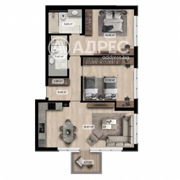 Тристаен апартамент, София, 651107, Снимка 1