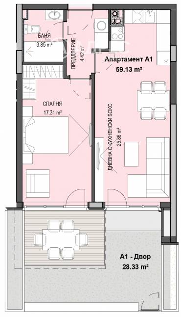 Двустаен апартамент, София, Кръстова вада, 669107, Снимка 1