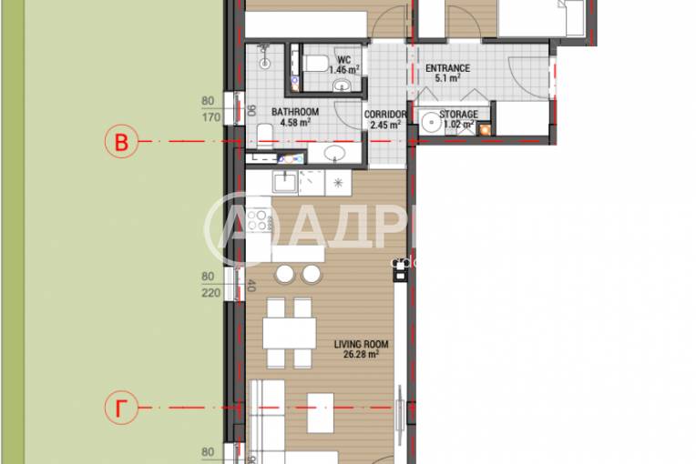 Тристаен апартамент, София, Камбаните, 684109, Снимка 3