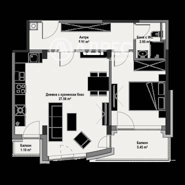 Двустаен апартамент, София, Витоша, 691111, Снимка 1