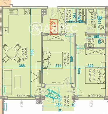 Тристаен апартамент, Варна, Виница, 687118, Снимка 1