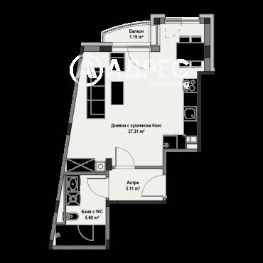 Едностаен апартамент, София, Витоша, 691118, Снимка 1