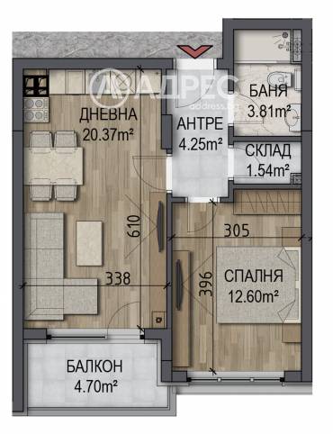 Двустаен апартамент, София, Овча купел, 702119, Снимка 1
