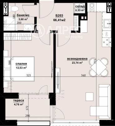 Двустаен апартамент, Бургас, Хоризонт, 659122, Снимка 1